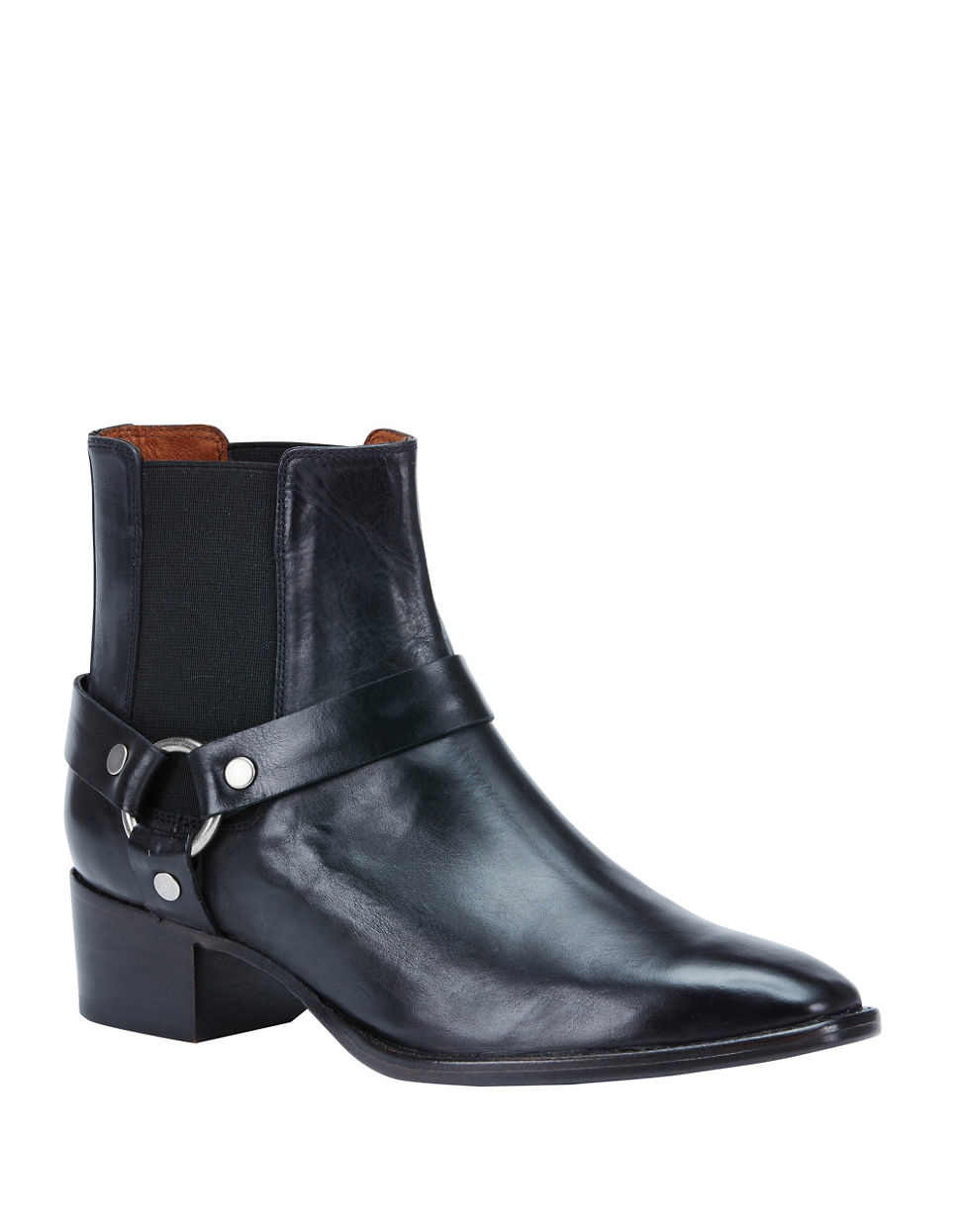 Frye Dara Leather Harness Ankle Boots in Black | Lyst