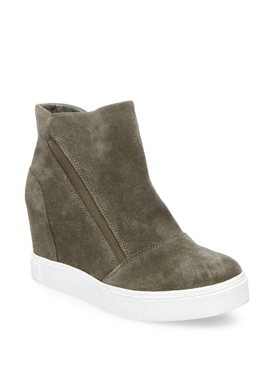 Steve Madden Lazaruss Suede Wedge Sneakers in Green - Lyst
