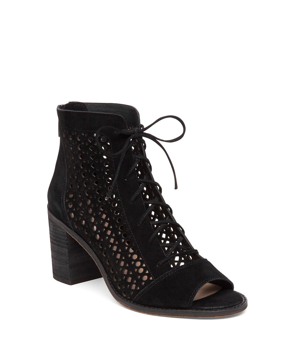 vince camuto perforated suede booties
