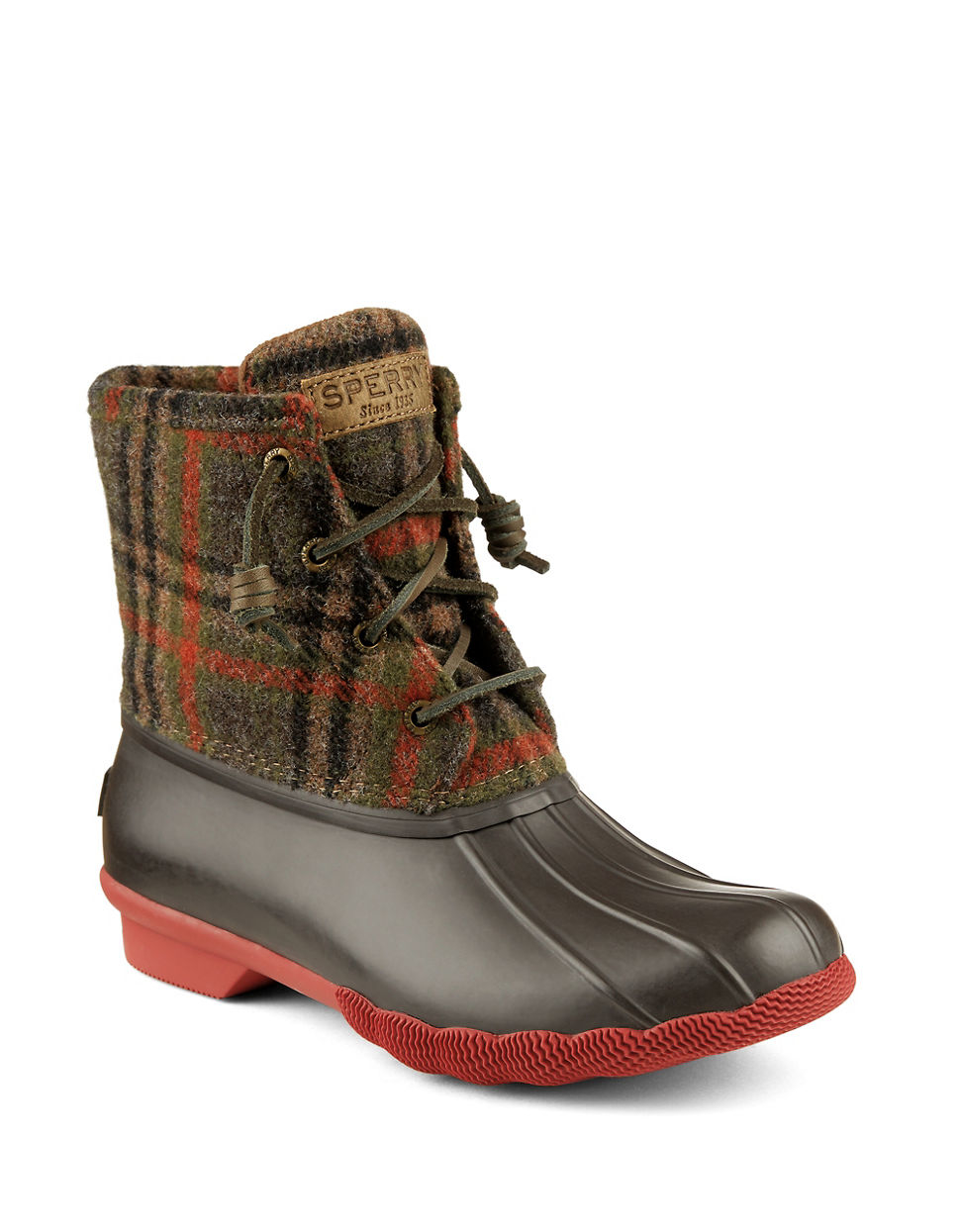 Sperry top-sider Saltwater Woolen Plaid Duck Boots in Brown | Lyst