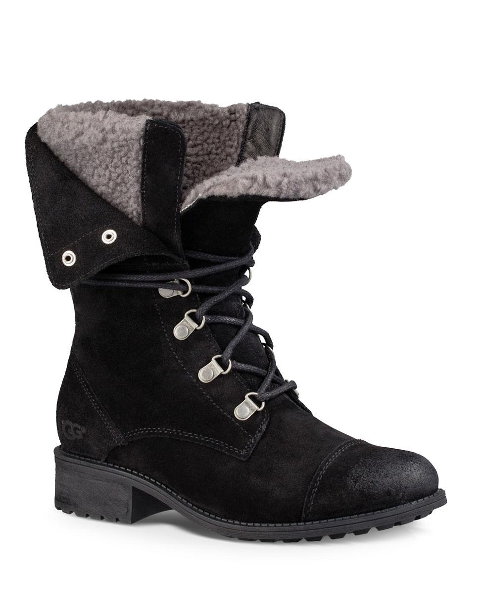 ugg lace up boots black
