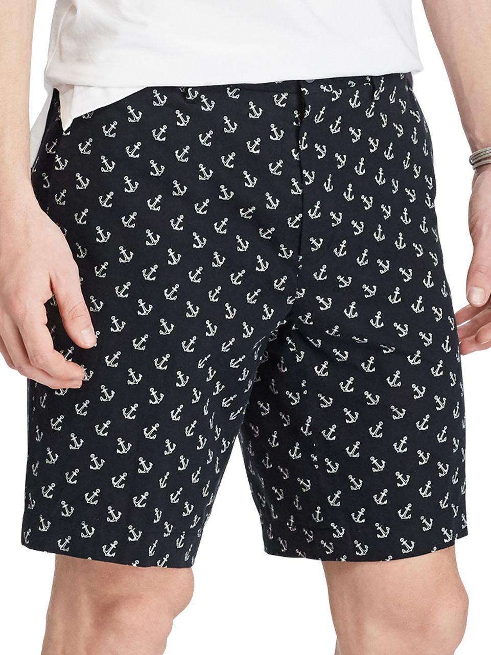 Lyst - Polo Ralph Lauren Newports Tossed Anchors Flat Shorts in Black ...