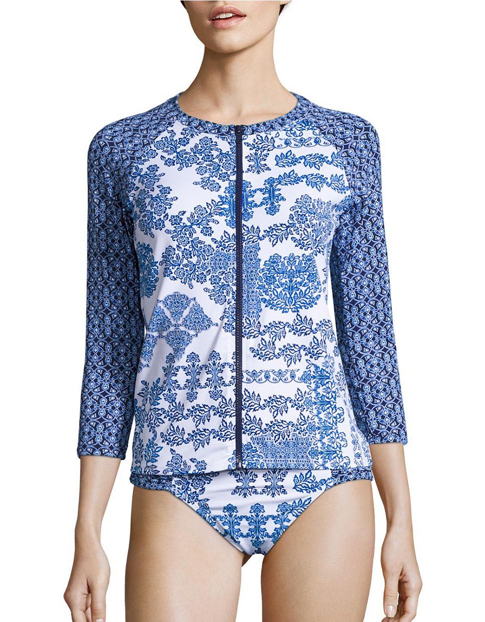 Lyst Tommy Bahama Stamped Medallion Front Zip Rashguard in Blue