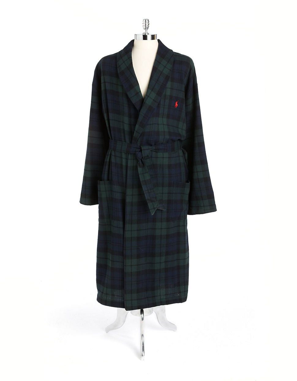 Polo Ralph Lauren Belted Plaid Cotton Robe in Blue for Men Lyst