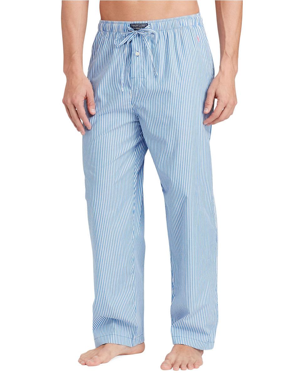 Polo ralph lauren Striped Cotton Pajama Pants in Blue for Men | Lyst