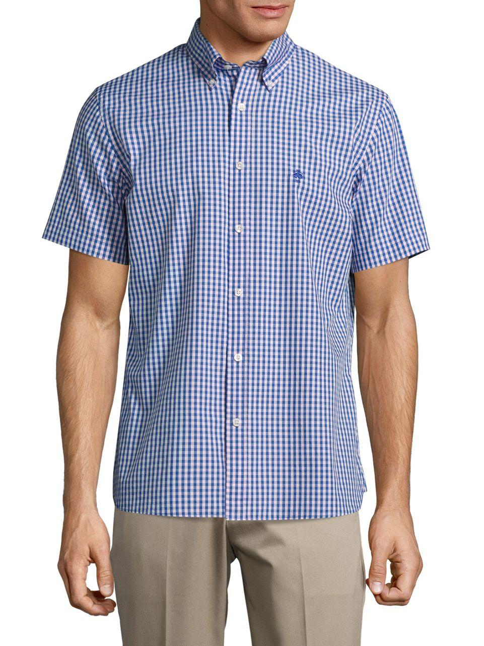 Brooks brothers red fleece Button Down Short Sleeved Shortshirt in Blue ...
