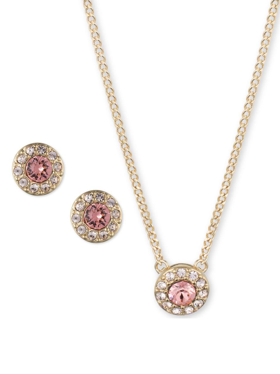 Lyst Givenchy Pave Crystals Earrings And Pendant Necklace Set in Metallic