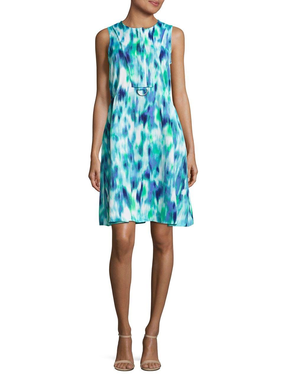 Ellen tracy Mediterranean Escape D Ring A Line Dress in Blue | Lyst