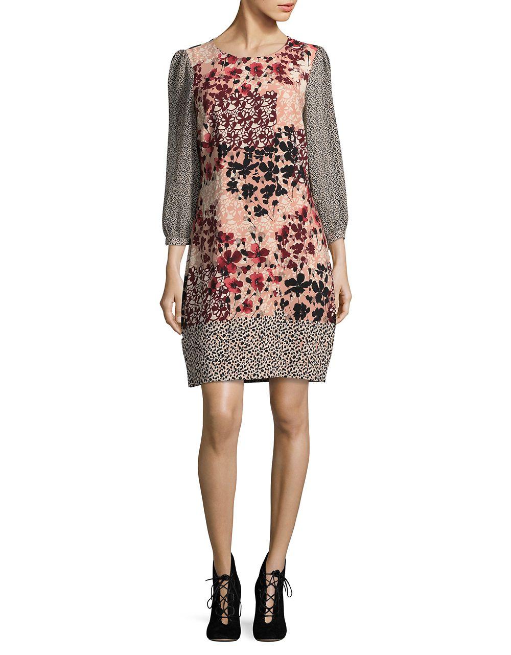 Lyst - Karl Lagerfeld Floral Shift Dress in Pink