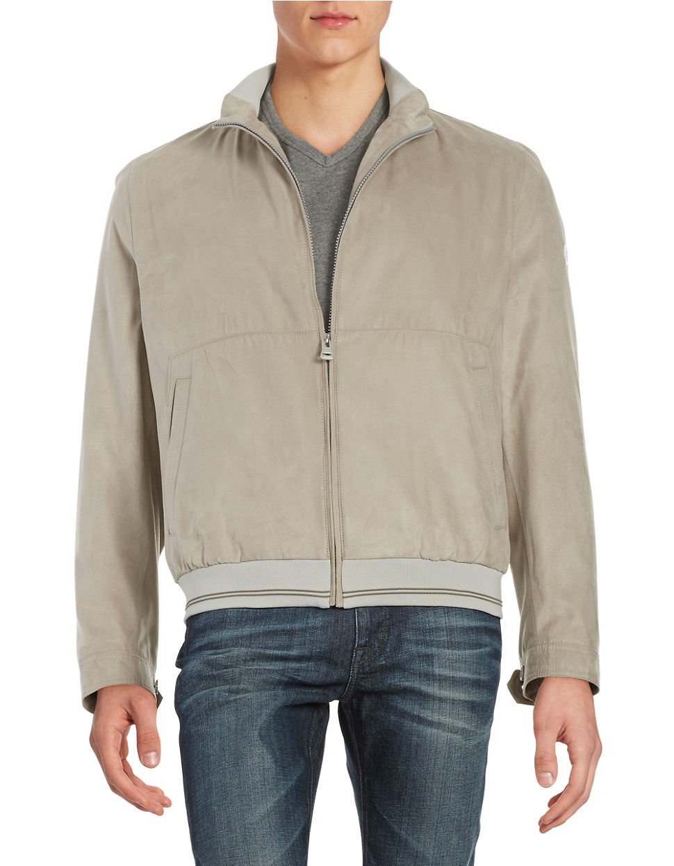 Bugatti Faux Suede Bomber Jacket in Beige (Natural) for ...