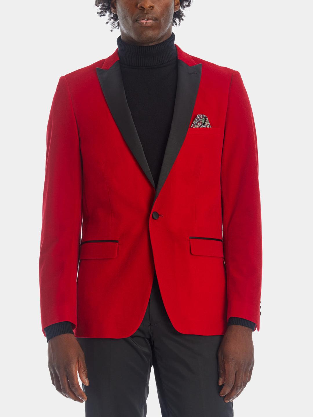 Paisley & Gray Satin Osborne Notch Velvet Tuxedo Jacket in Red for Men ...