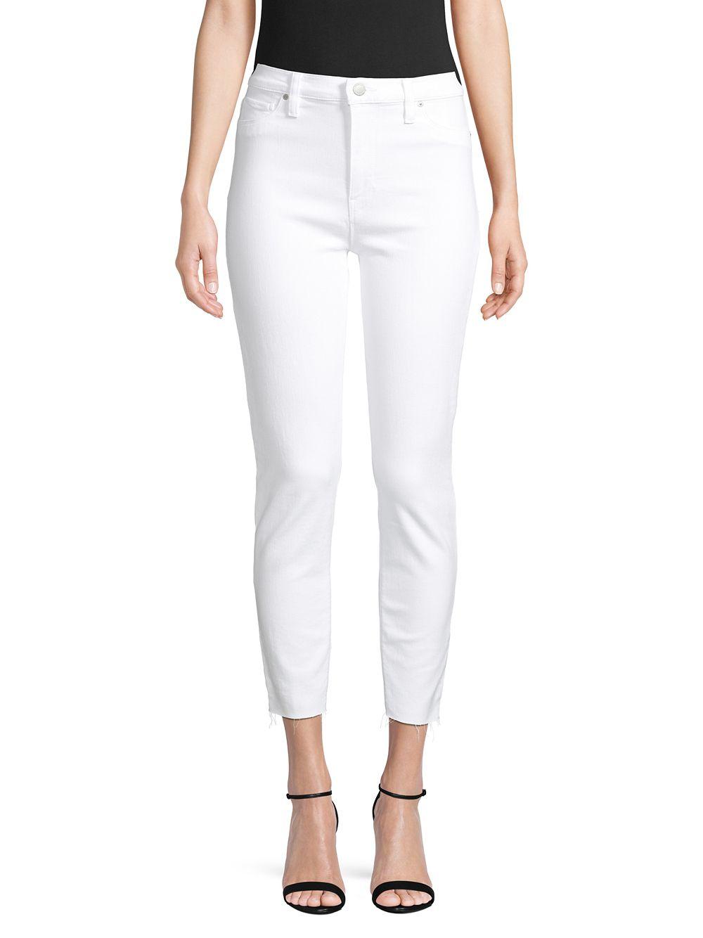 Hudson Jeans High-rise Skinny Cropped Raw-hem Jeans in White - Lyst