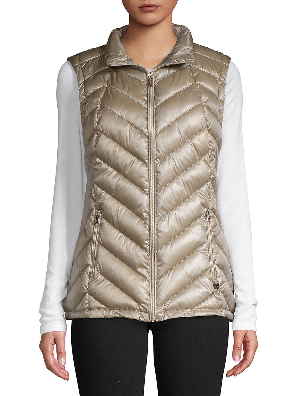 calvin klein quilted metallic puffer vest