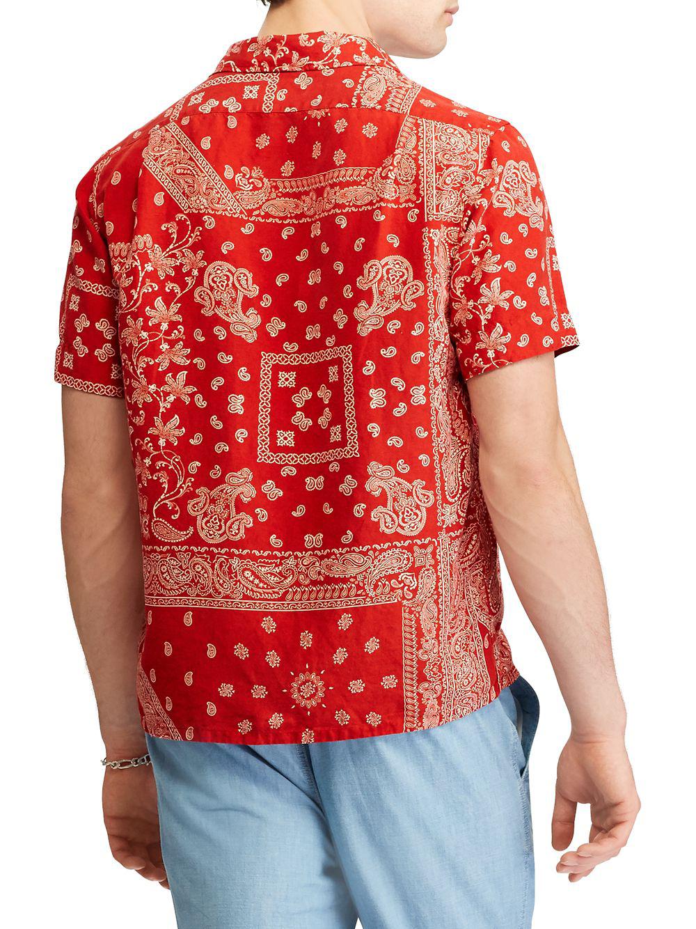 Polo Ralph Lauren Bandana Sport Shirt in Red for Men | Lyst