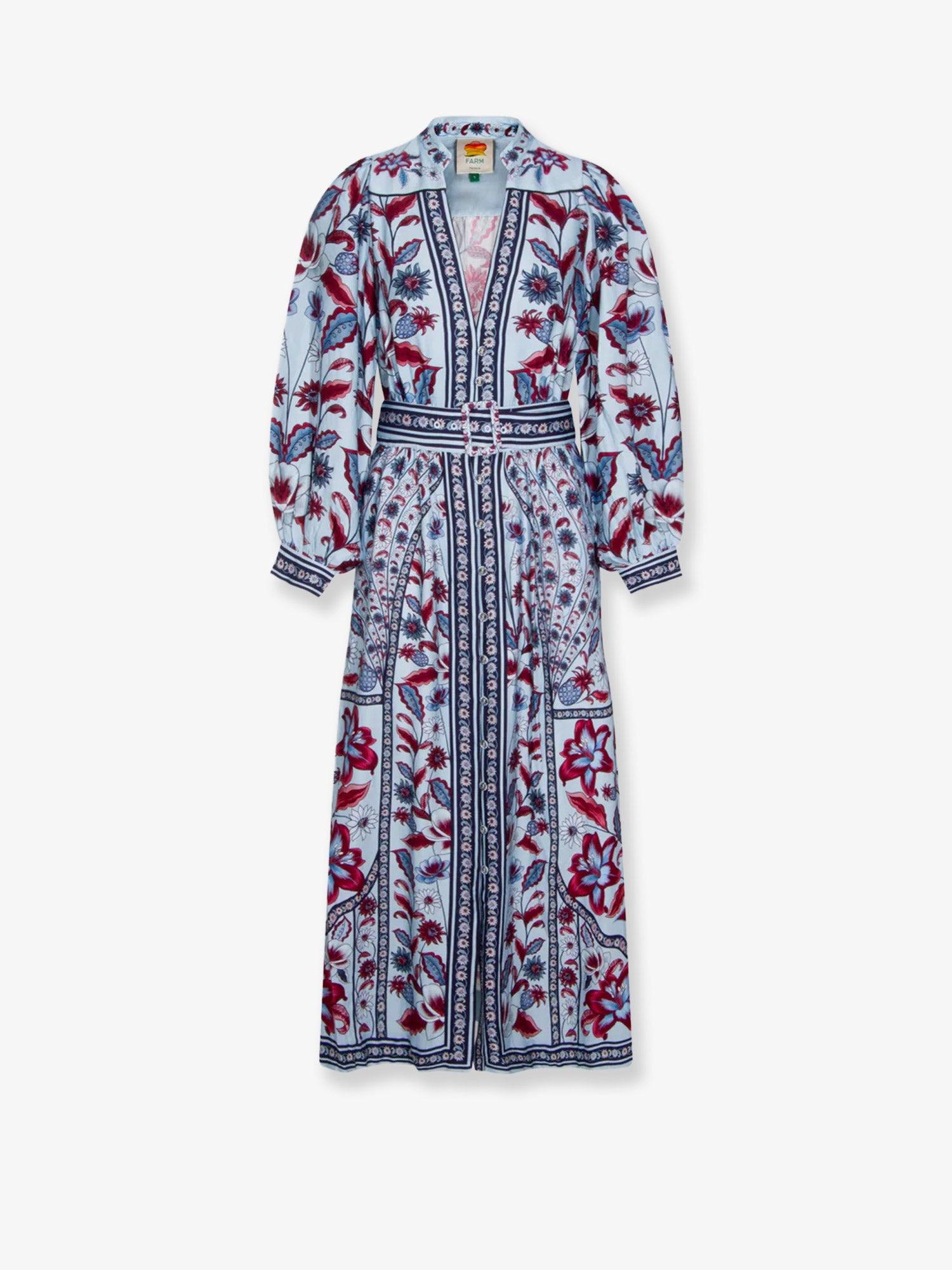 ganni blue horse dress GANNI Mid Blue Stone Tapestry Denim Mini Dress Mid Blue / 38