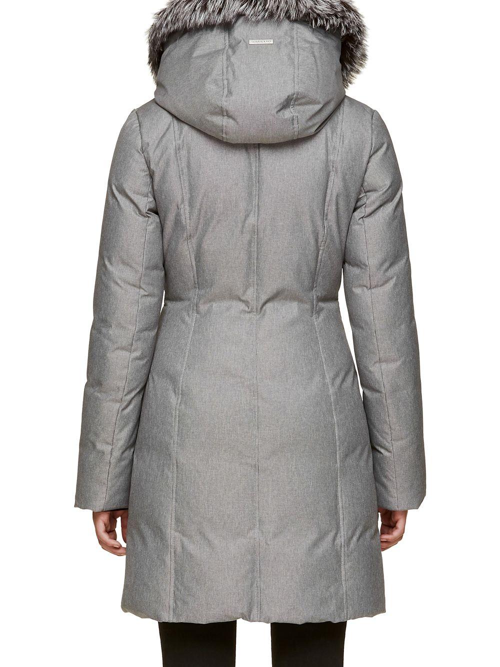 SOIA & KYO Quilted Christy Jacket With Silver Faux Fur Hood in Ash ...