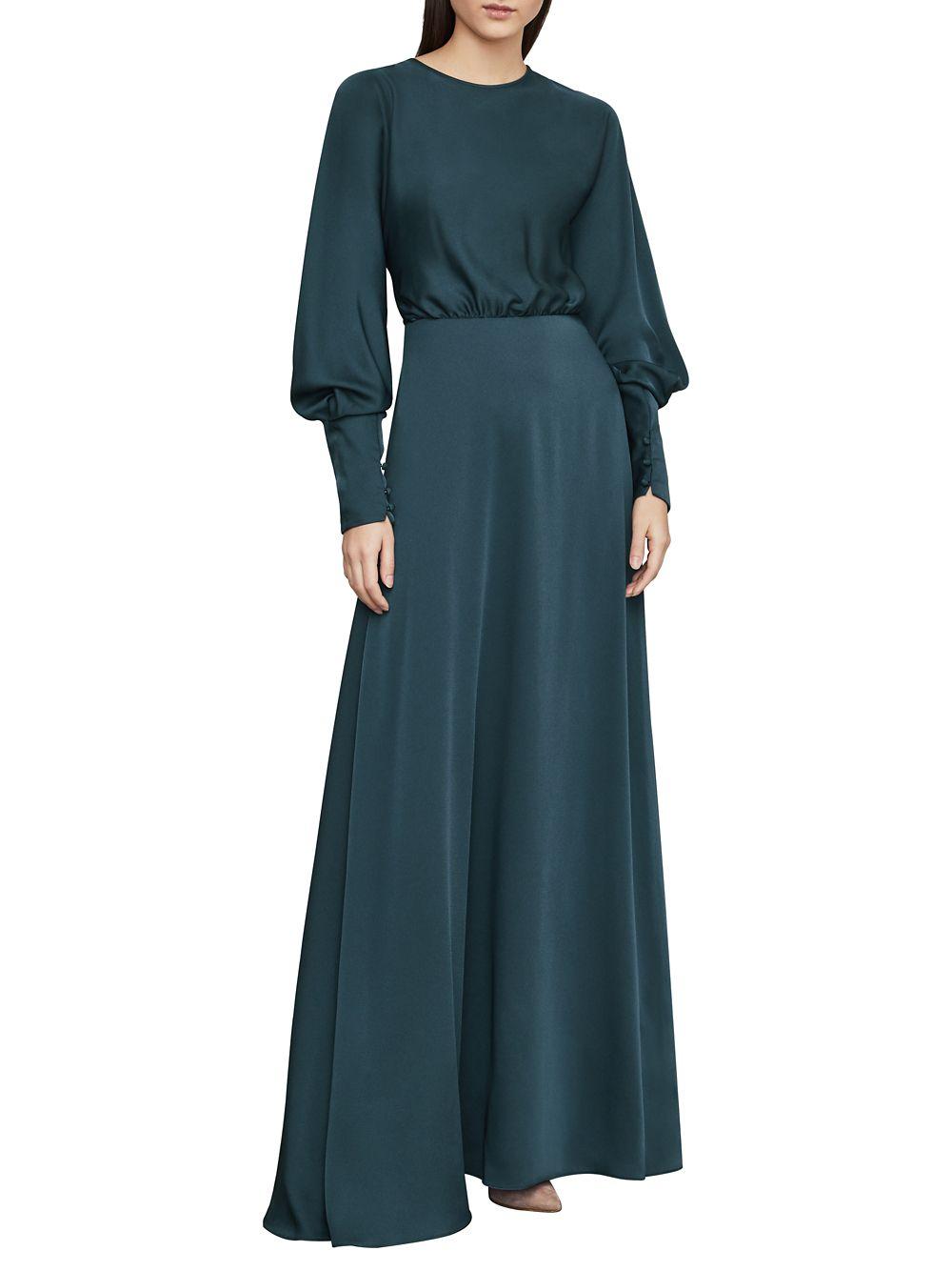 bcbg satin draped back maxi dress