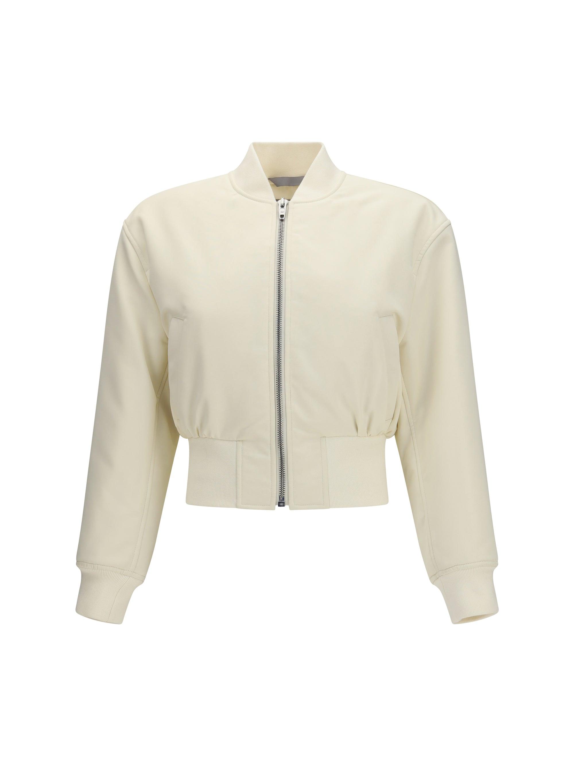 Balenciaga Cropped Bomber Jacket in White | Lyst