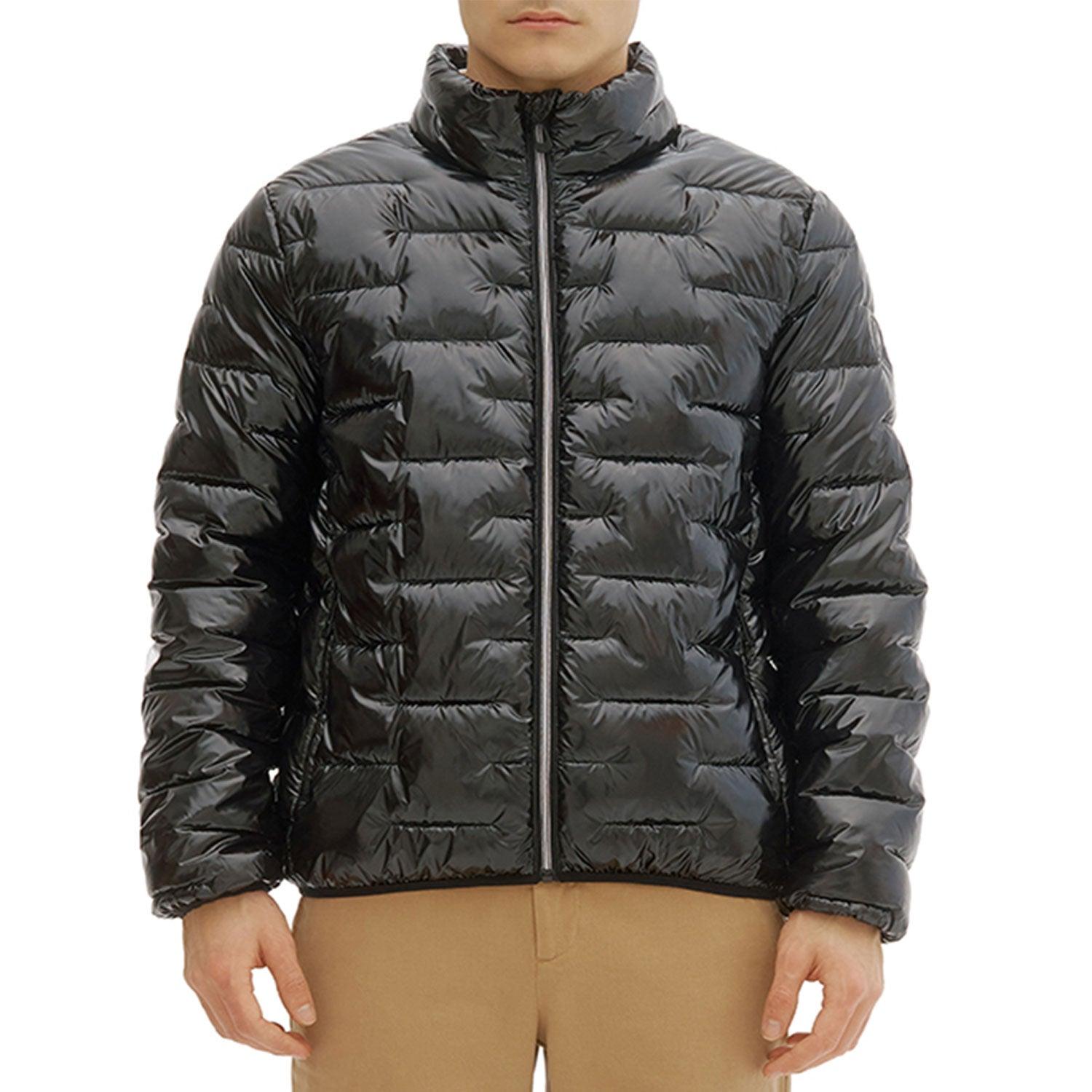 Noize Shiny Chevron Quilted Puffer Jacket in Black for Men | Lyst