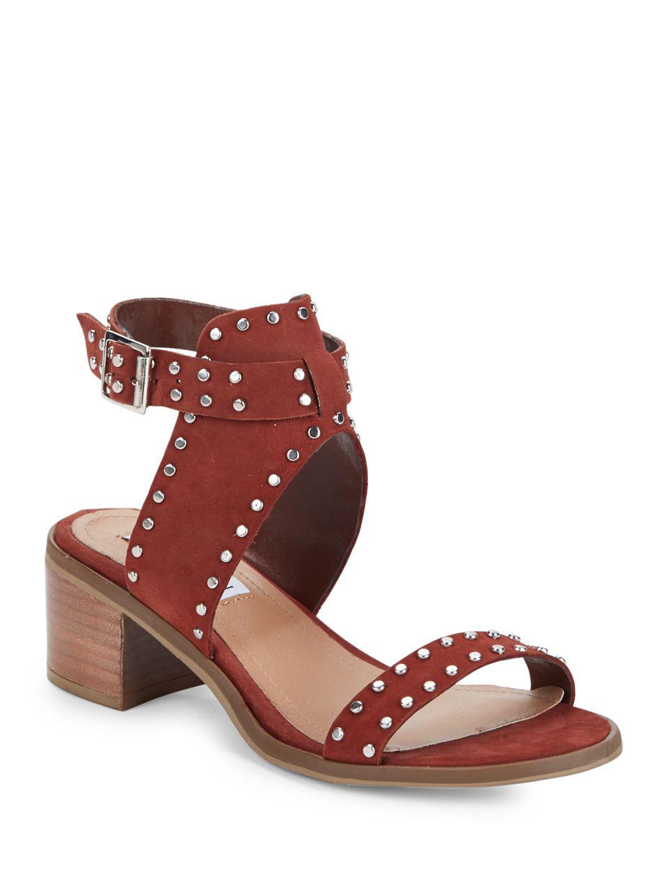 Steve Madden Gila Leather Studded Sandals in Rust (Red) - Lyst