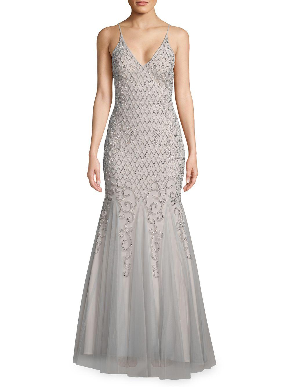 xscape v neck gown