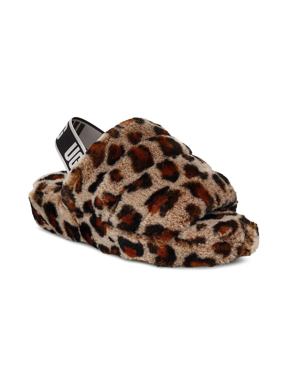 leopard ugg sliders