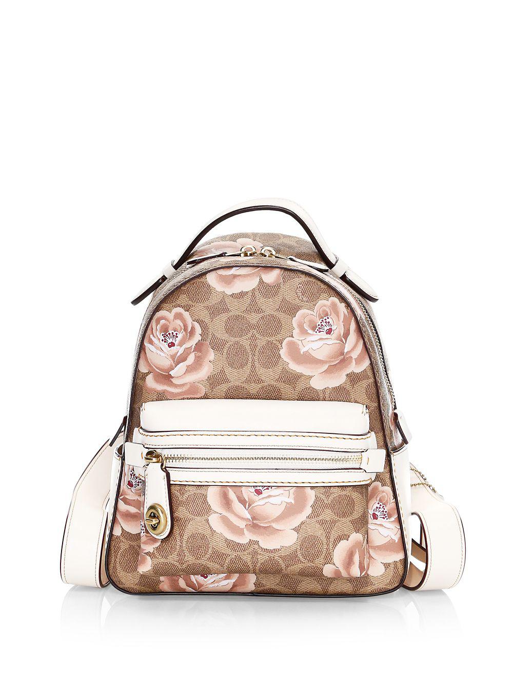 coach rose print backpack