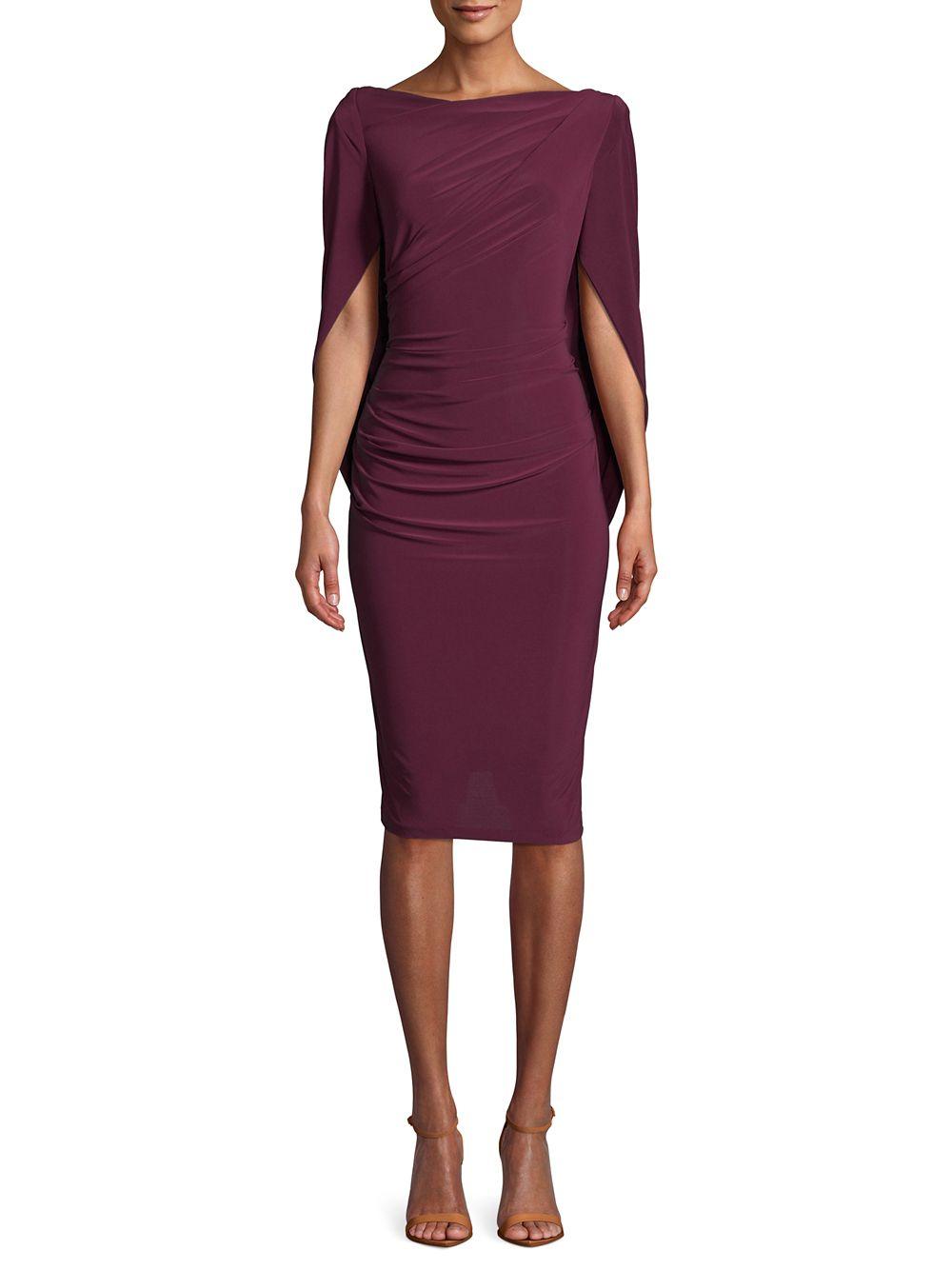 Betsy & Adam Synthetic Cape-sleeve Sheath Dress in Purple - Lyst