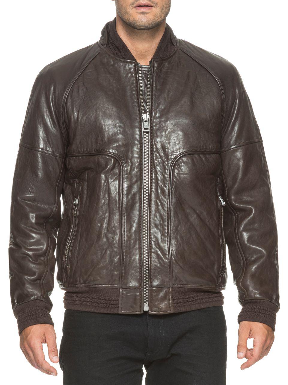 Lyst Andrew Marc Hughes Leather Furlined Moto Jacket in