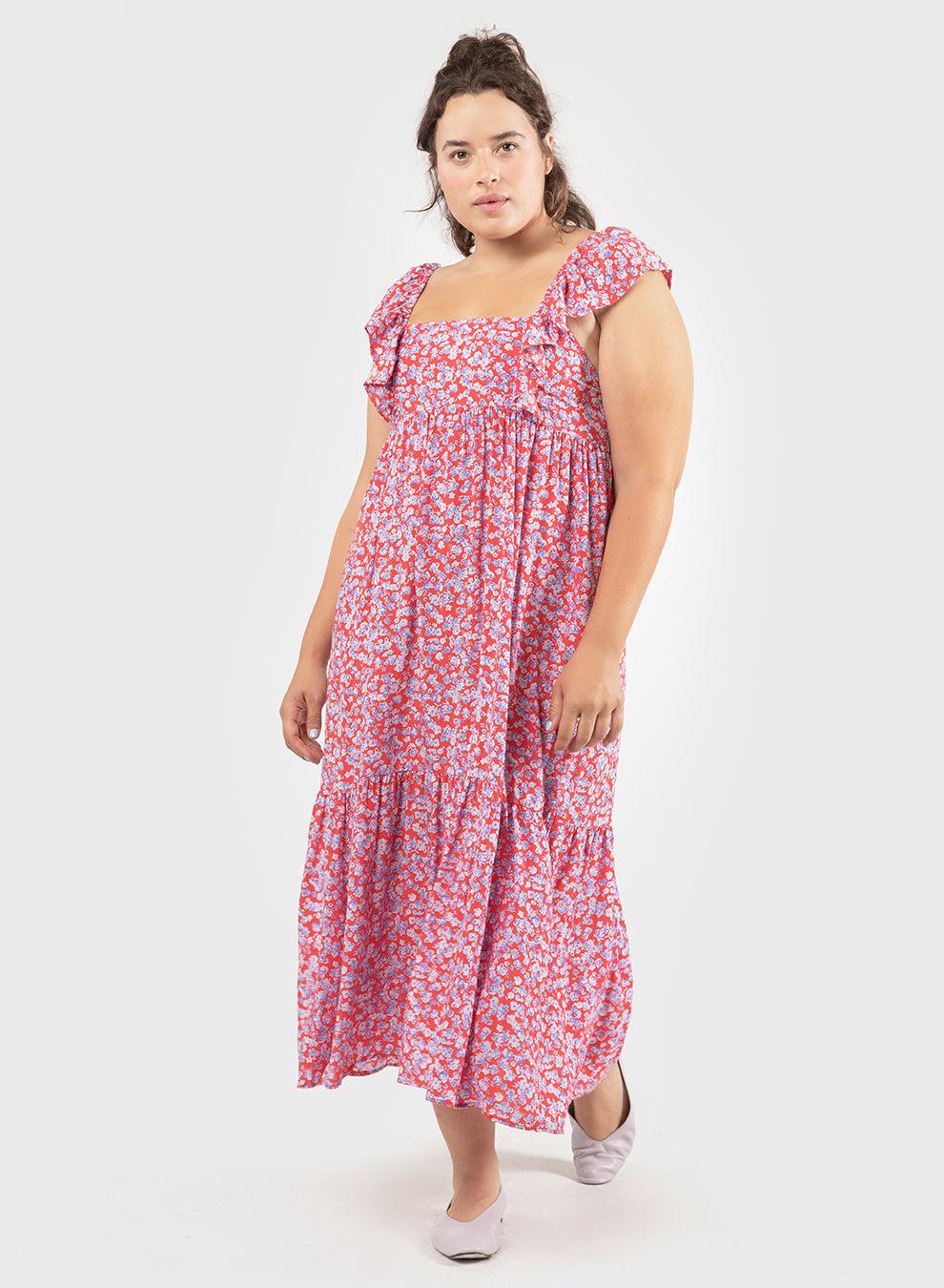 Dex Ruffled Sleeve Tiered Maxi Dress in Pink | Lyst