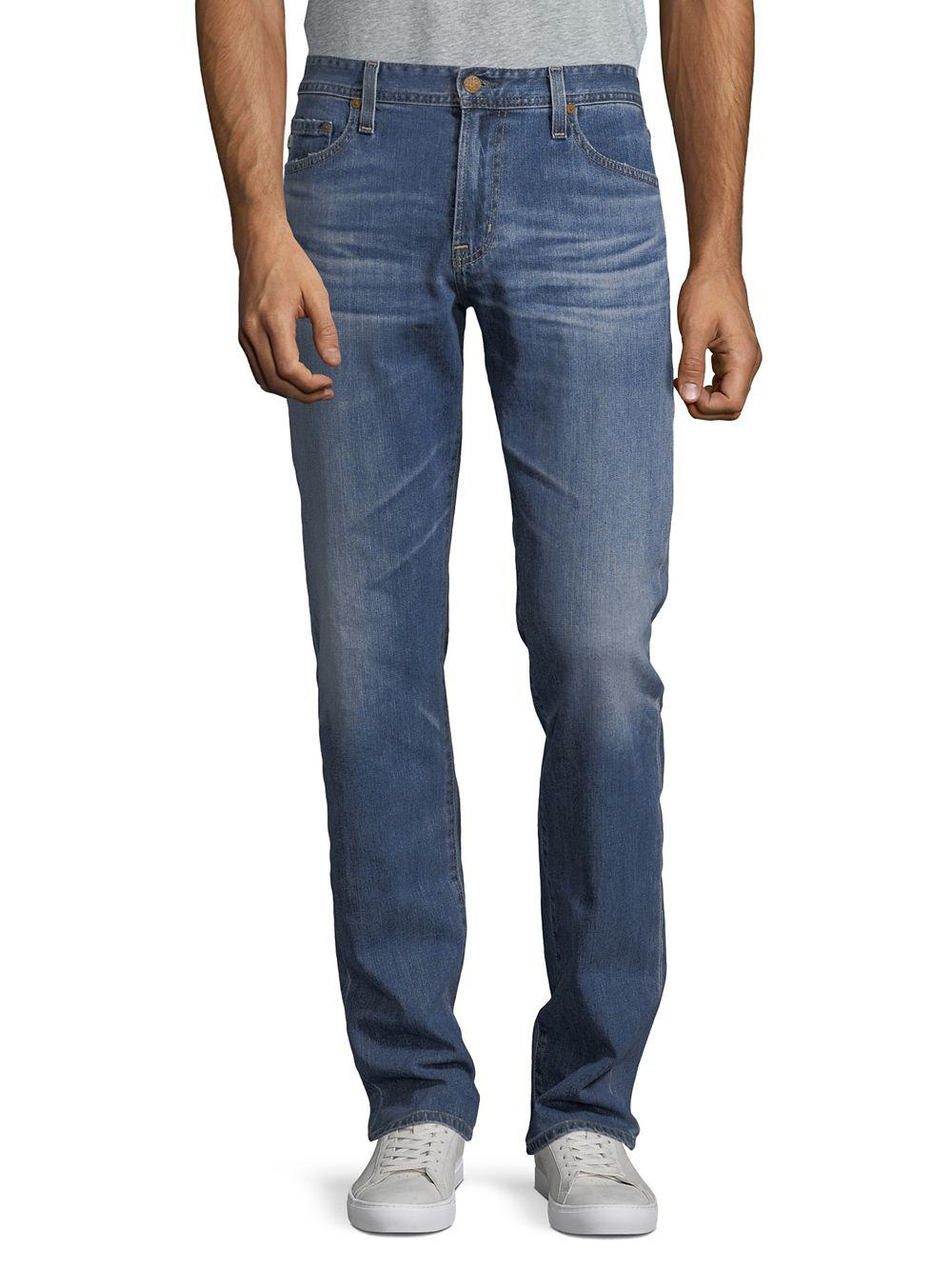 AG Jeans Cotton-blend Faded Denim Pants in Blue for Men - Lyst