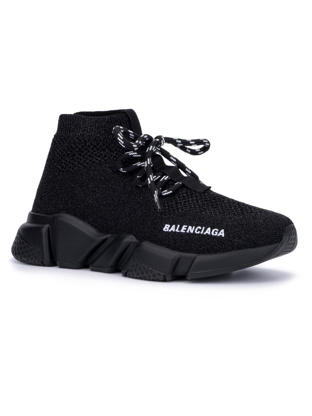 Balenciaga Lace Up Speed Trainers in Black | Lyst