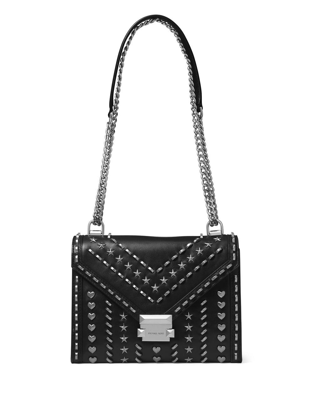 michael kors black studded crossbody bag