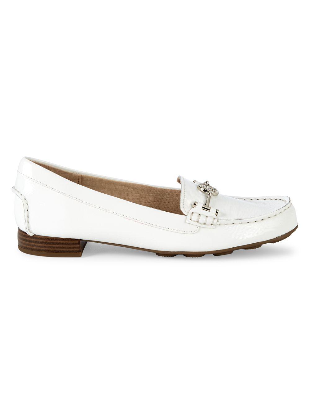 Anne Klein Hulia Classic Leather Loafers in White - Lyst