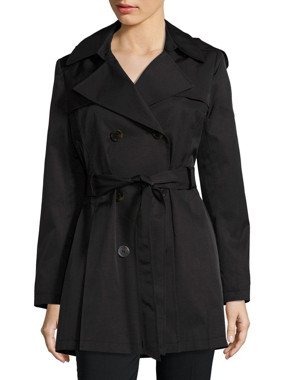 Lyst - Via Spiga Double Breasted Trench Coat in Black