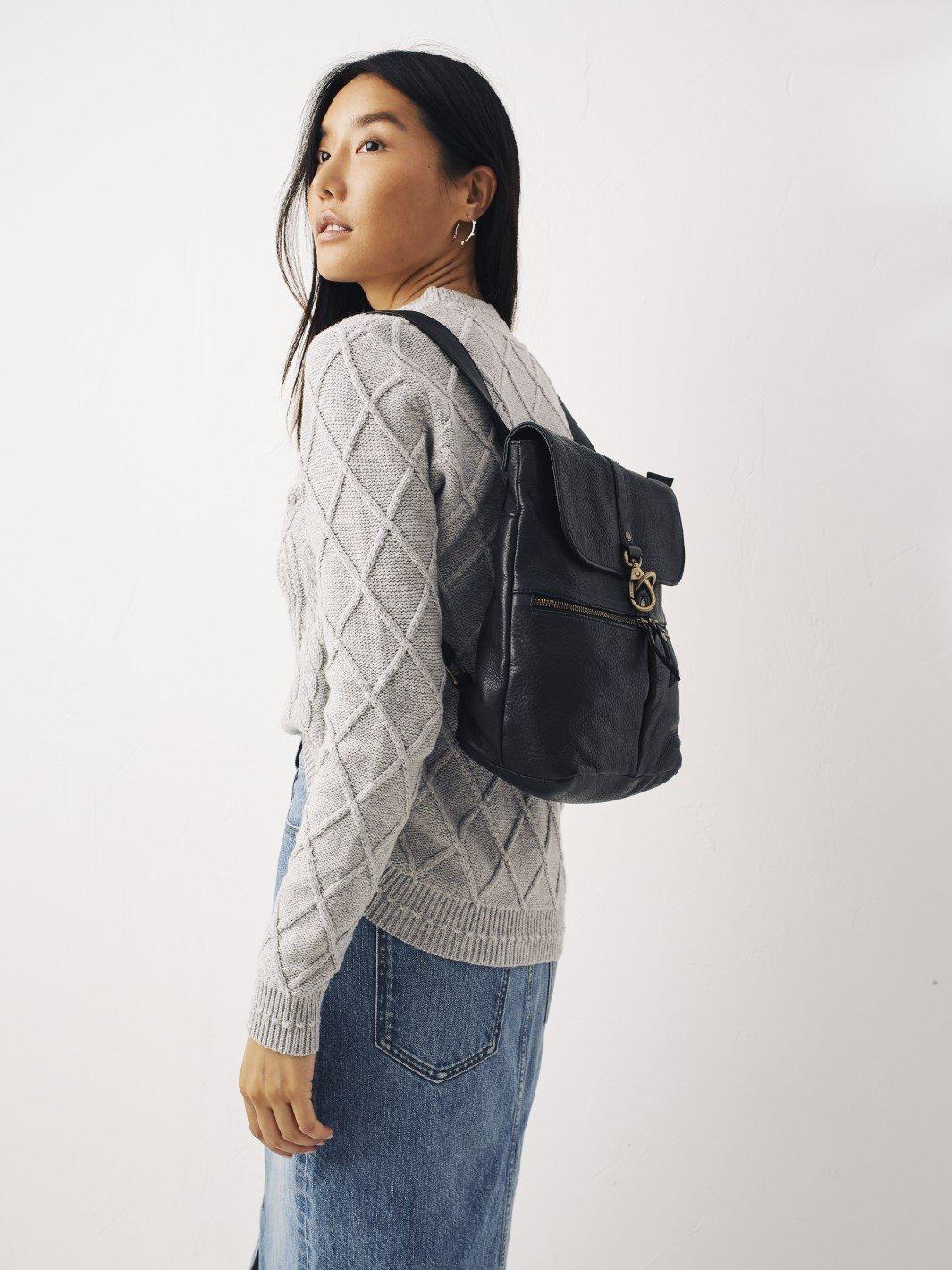 fat face leather backpack
