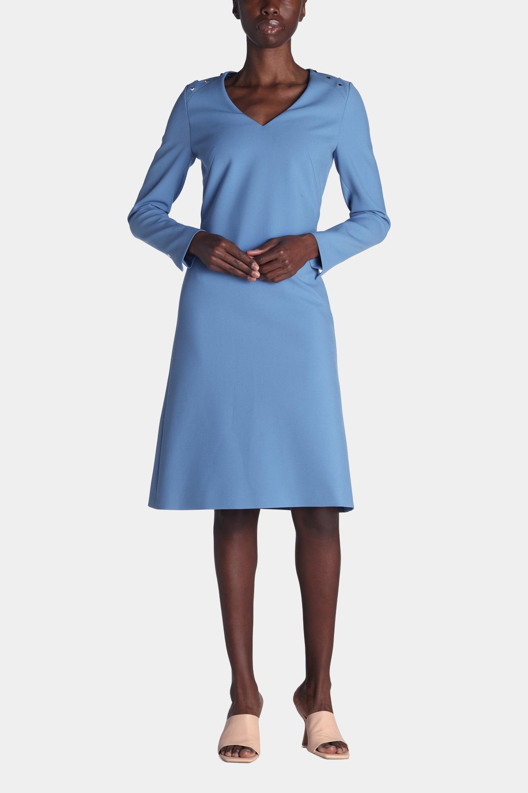 BOSS by HUGO BOSS Dariva Long Sleeve Studded Dress in Blue | Lyst