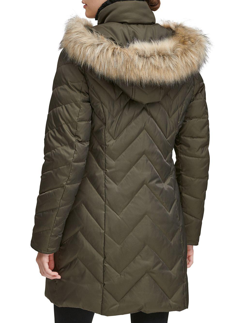 marc new york hooded puffer coat with fur trim