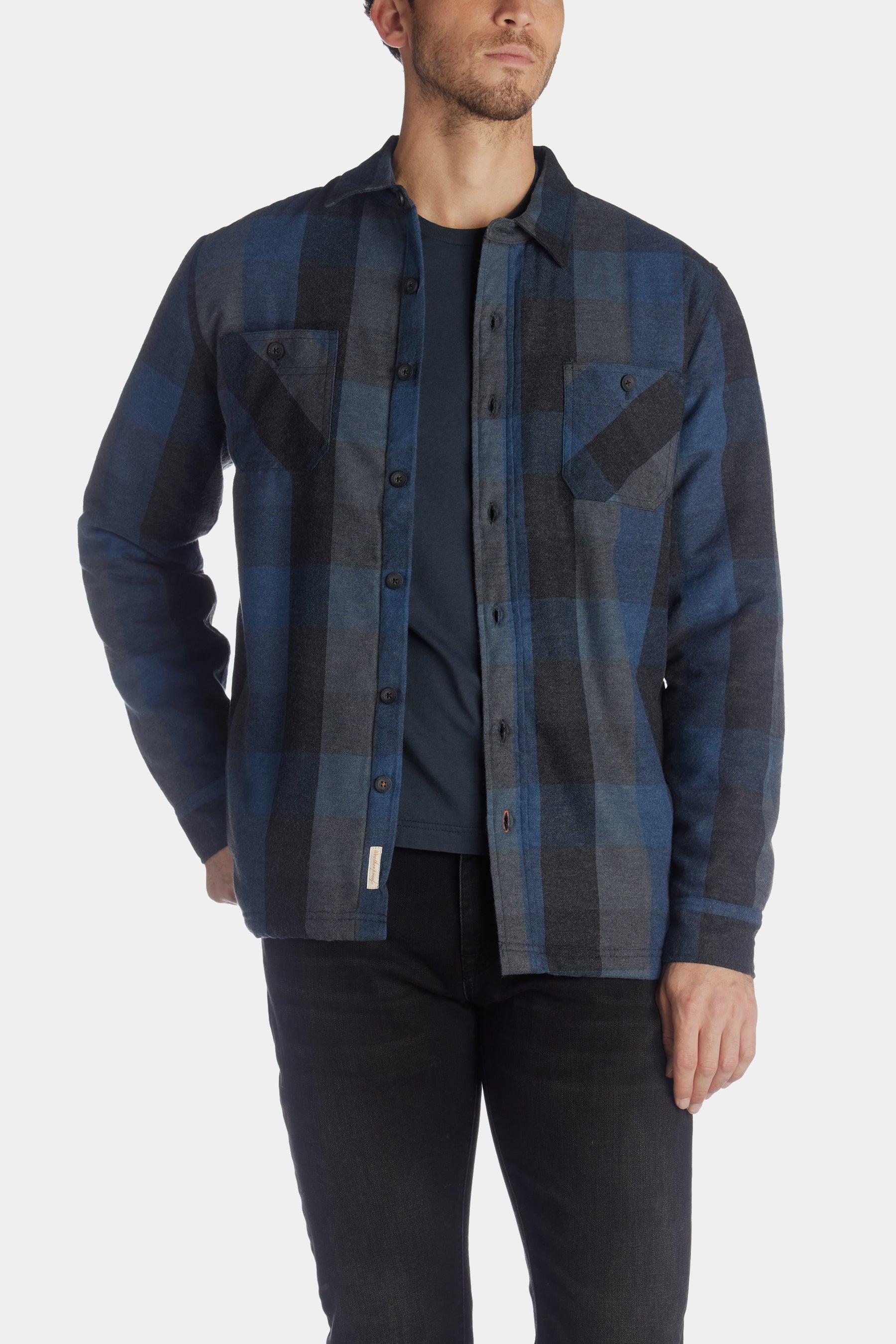 Weatherproof Sherpa Fleece Lined Flannel Shirt Jacket in Blue for Men