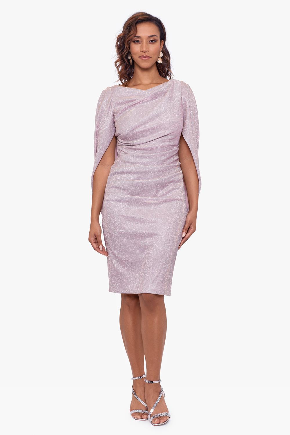 Betsy & Adam Sheet Glitter Drape Back Dress in Red Lyst