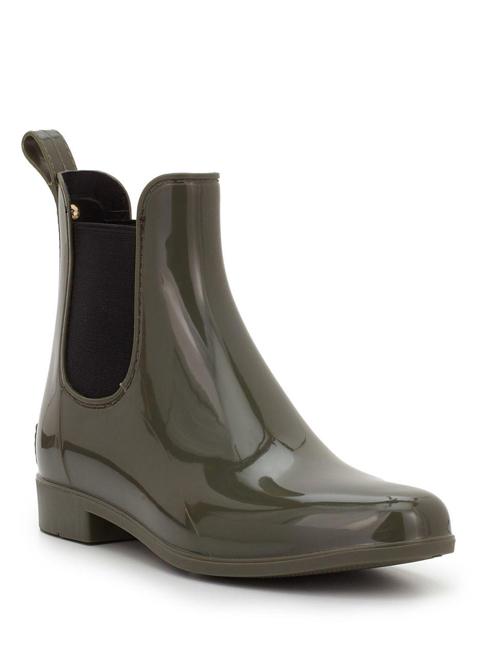 green chelsea rain boots