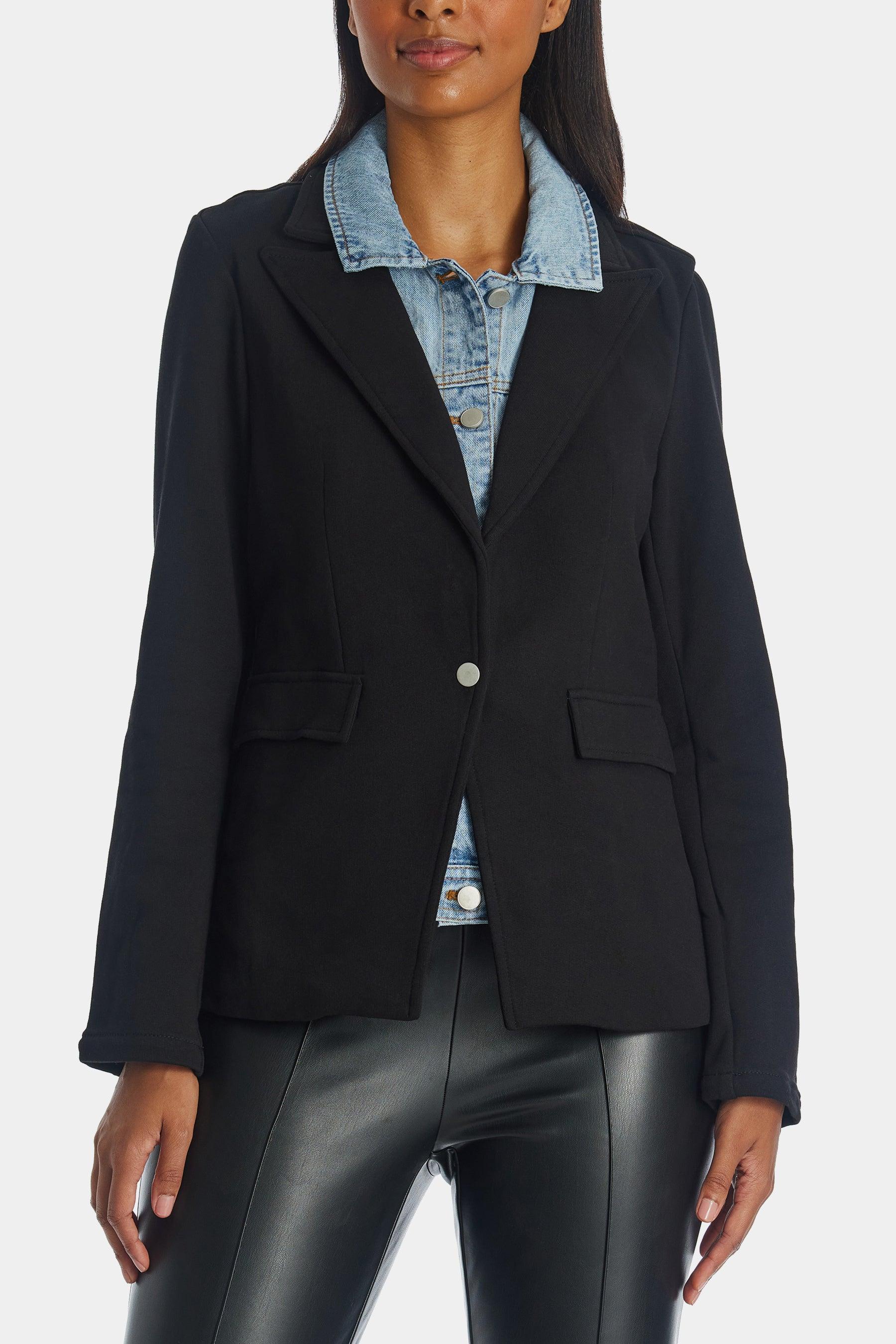 Blue Revival Helen Blazer With Removable Denim Insert in Blue Lyst