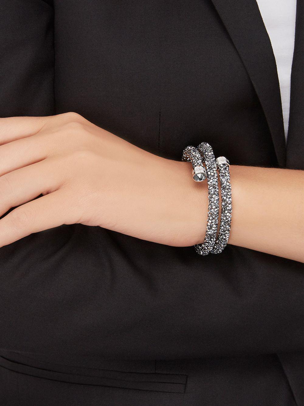 Swarovski Crystaldust Bangle Bracelet in Silver (Gray) - Lyst
