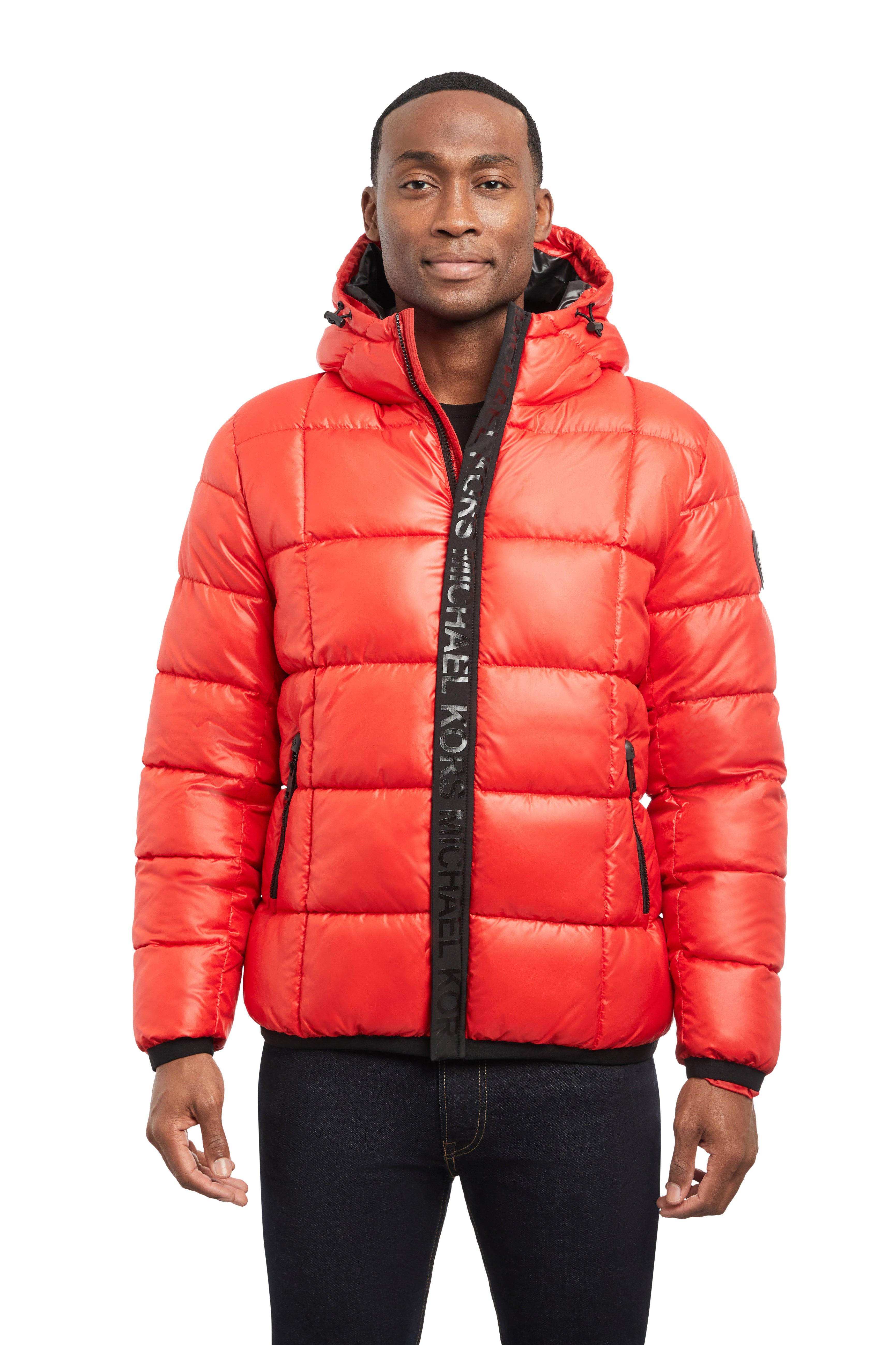 Michael Kors Shiny Puffer Mk Gelled Logo Jacket in Red for Men | Lyst