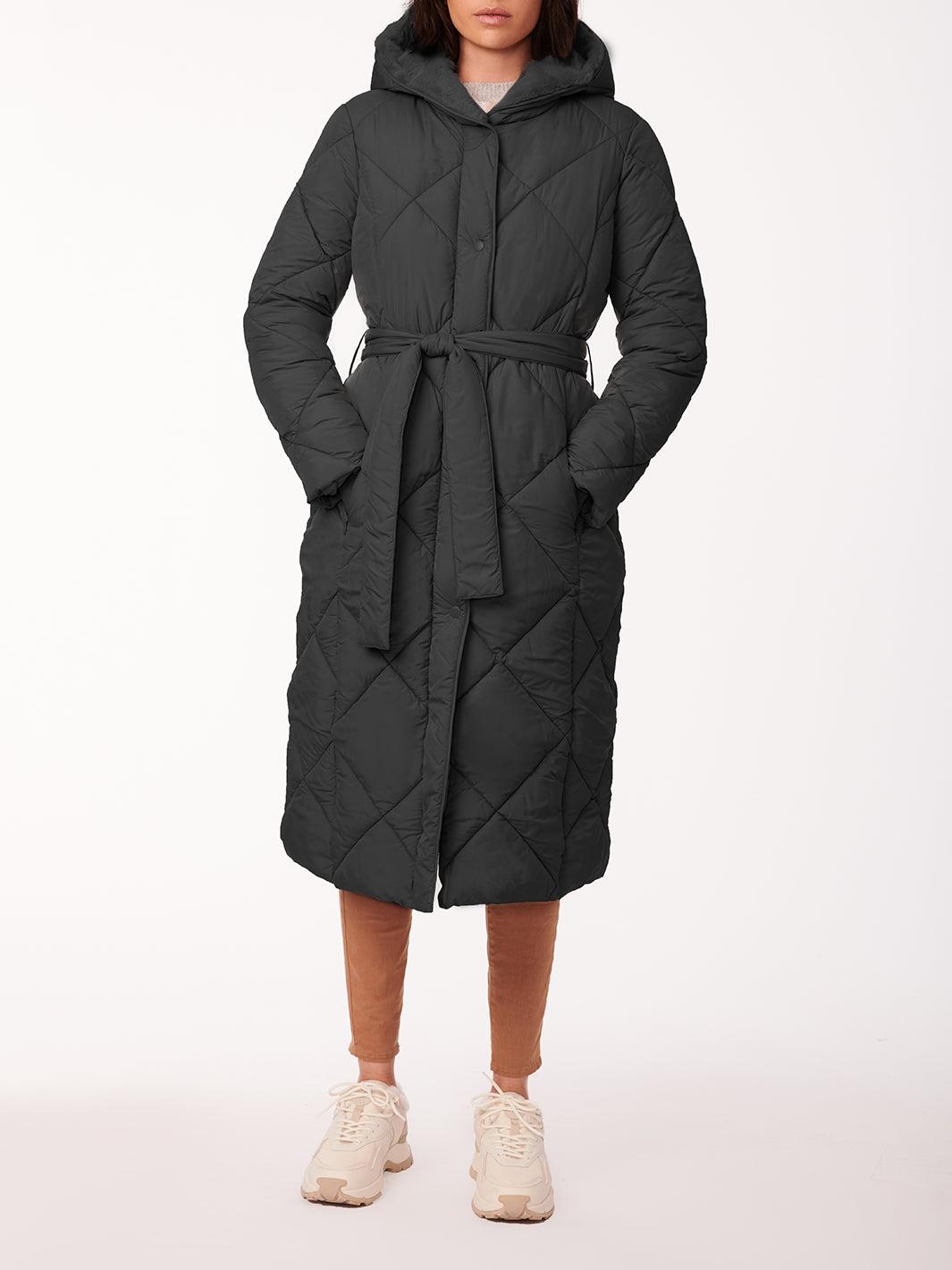 Bernardo Long Fur Lined Puffer Jacket in Black | Lyst