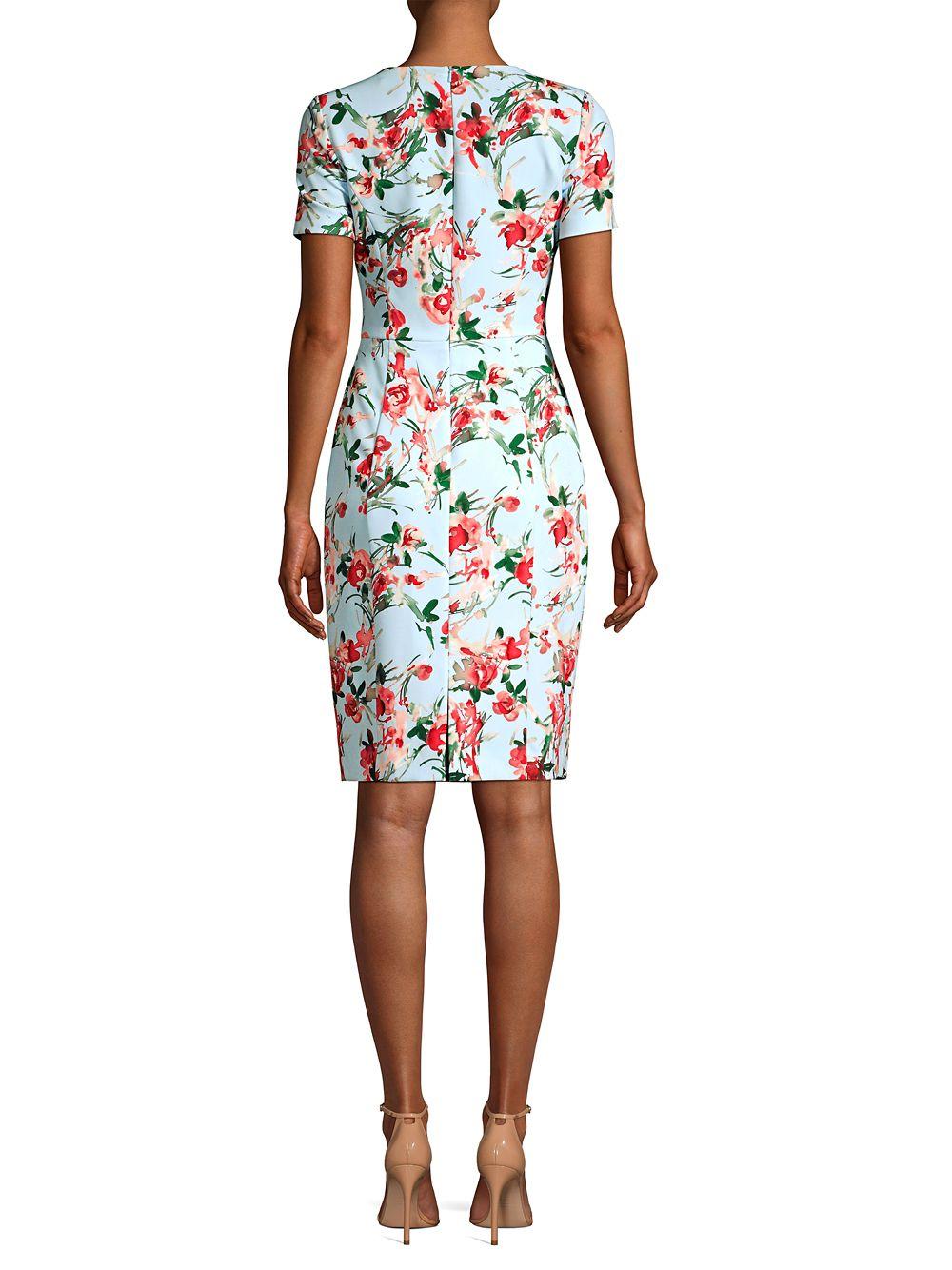 black halo floral sheath dress