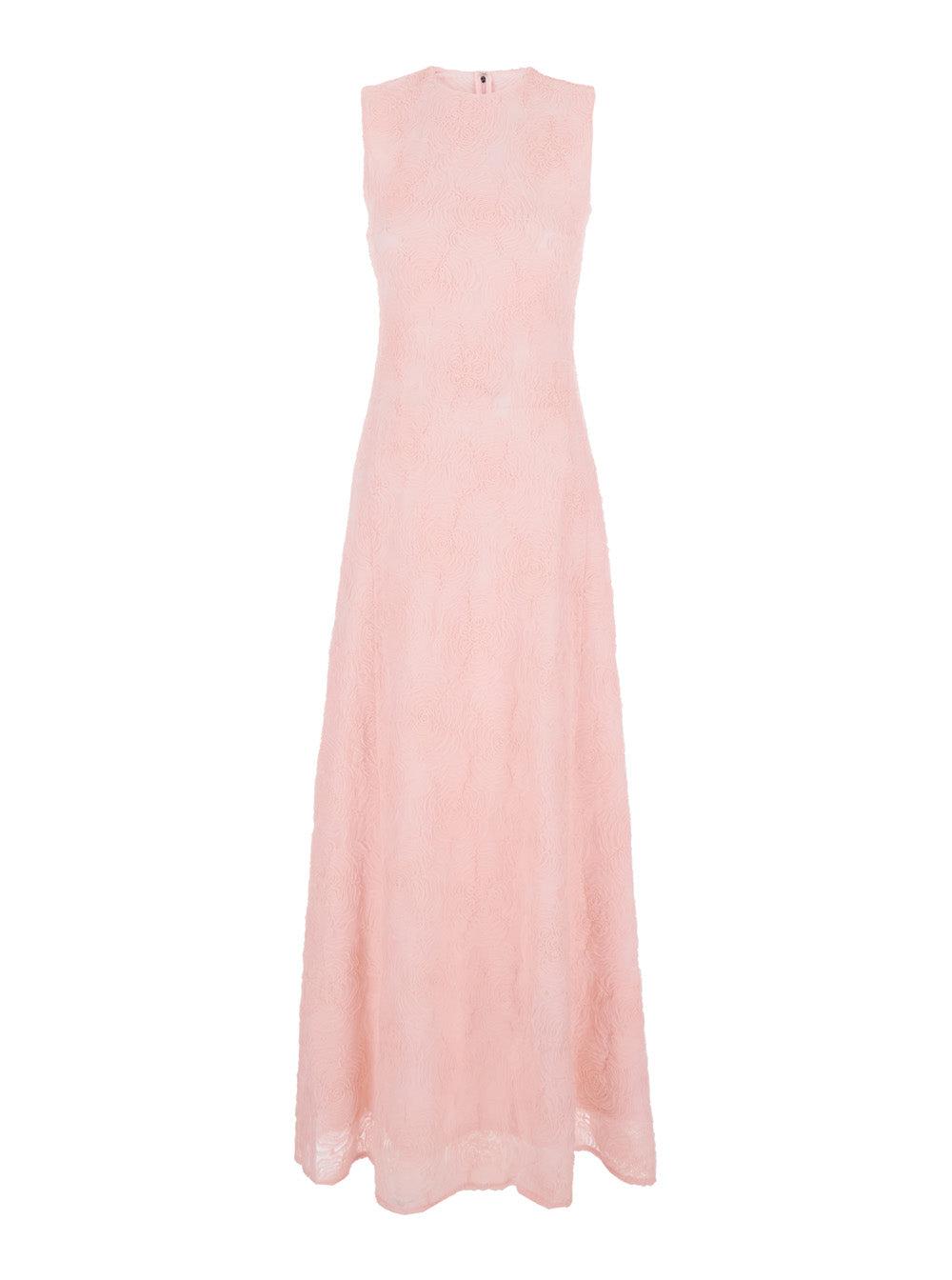 rotate birger christensen dress pink ROTATE BIRGER CHRISTENSEN Chiffon Maxi Ruffle Dress in Pink