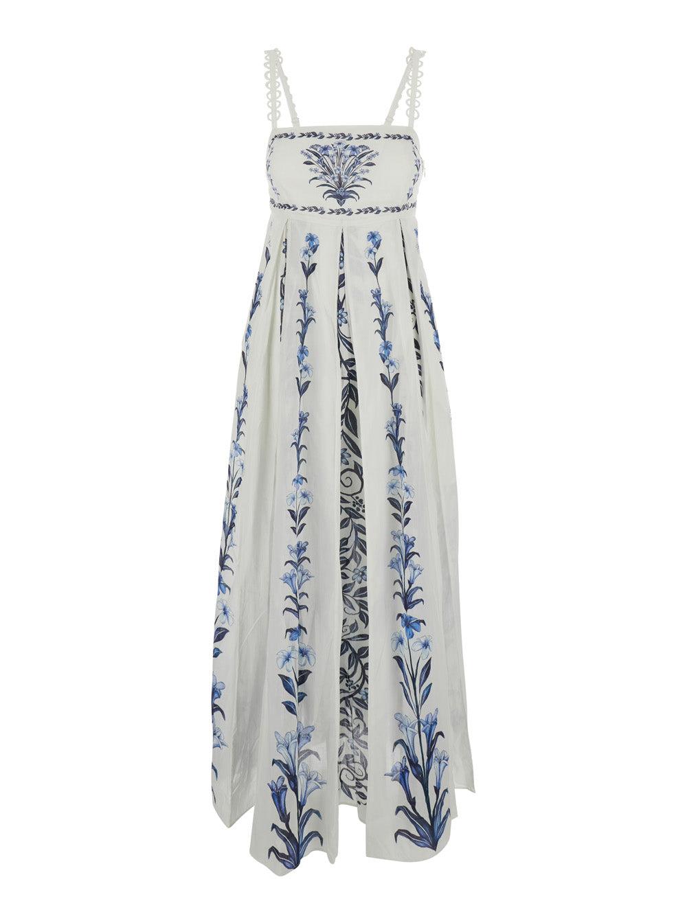 farm rio blue and white maxi dress FARM Rio Soft Blue Marcelle Maxi Dress, Marcelle Soft Blue / XL main image 1