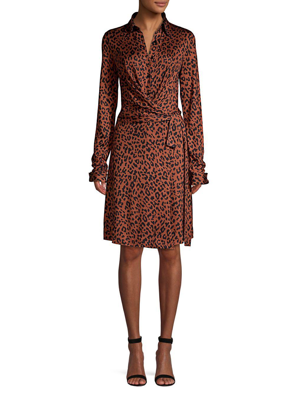 Lyst Diane Von Furstenberg Didi Leopard Print Wrap Dress In Brown Diane Von Furstenberg Women S Brown Didi Leopard Print Wrap Dress