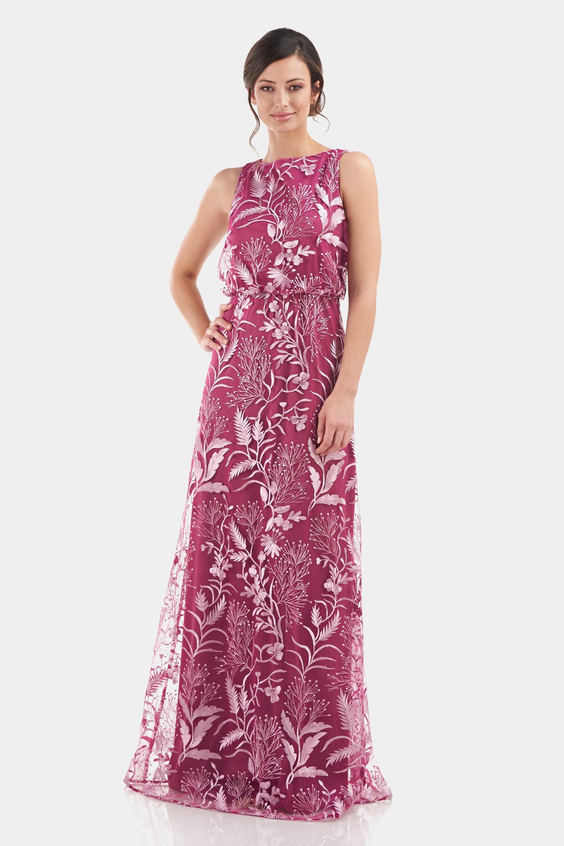 JS Collections Rita Boat Neck Blouson Gown in Pink | Lyst
